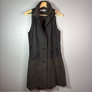 Issey Miyake Vintage Rare Charcoal Kimono Vest Jacket with Knit Collar